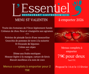 Menu st valentin à emporter